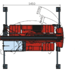 Top view dimension diagram of the Magni RTH 6.26, showing key measurements including width, stabilizer reach, and turning radius in millimeters.