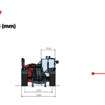 Front view diagram of the Magni TH 5.8P telescopic handler showing dimensions.