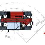 Top view diagram of the Magni TH 5.8P telescopic handler showing turning radius dimensions.