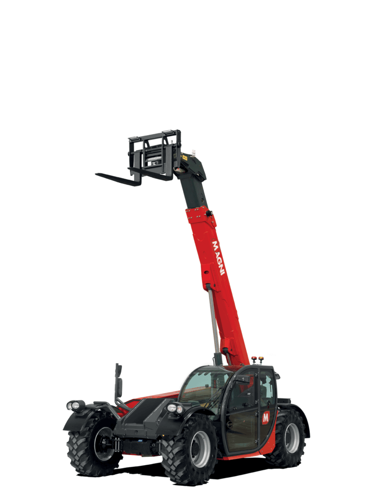 Magni TH 5.8P telescopic handler with extended boom and attachment fork.