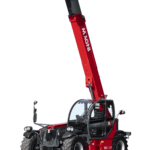 Magni TH 7.10P telescopic handler with fully extended boom and fork attachment.